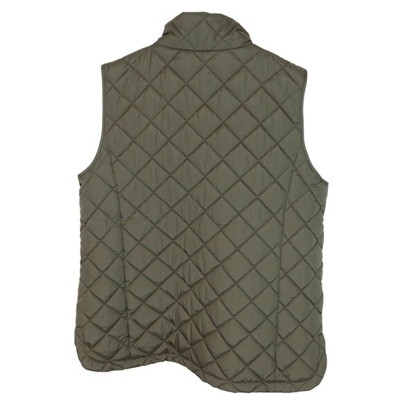 LANDS END Olive Green Quilted Mid Weight Vest Size L 14/16 Classic Preppy - Picture 2 of 7